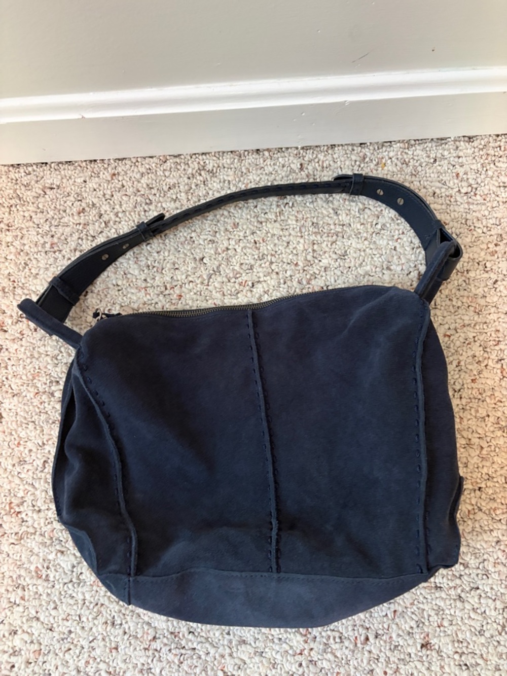 The Sak Navy Suede Shoulder Bag - Picture 2 of 7
